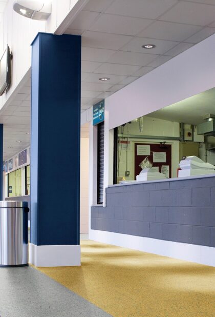 Polysafe Astral PUR safety vinyl flooring in a commercial interior