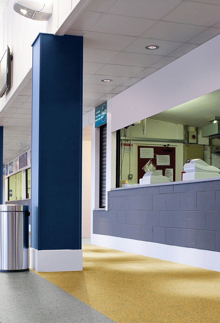 Polysafe Astral PUR safety vinyl flooring in a commercial interior
