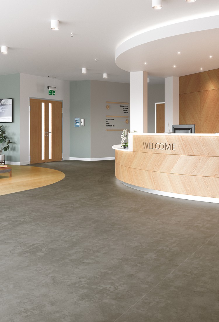 Polysafe Stone fx PUR safety vinyl flooring installation photograph 5
