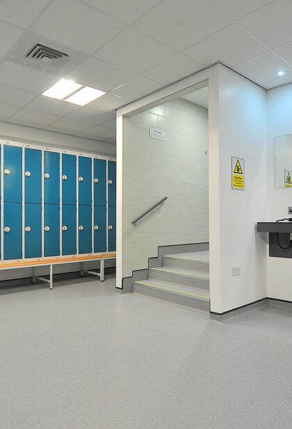 Polysafe Vogue Ultra PUR safety vinyl flooring in a commercial interior