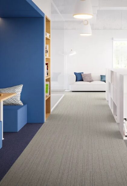 modulyss First Straightline carpet tiles installed in a commercial interior
