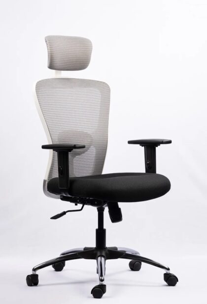 NX J H High-Back Mesh Chair - White Frame, side view