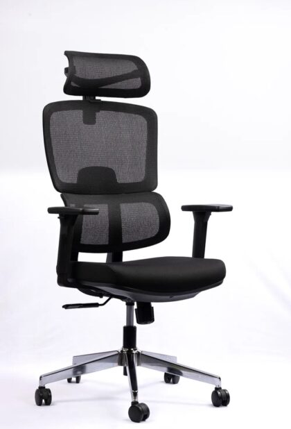 NX PULL H High-Back Mesh Chair - Black Frame, side view