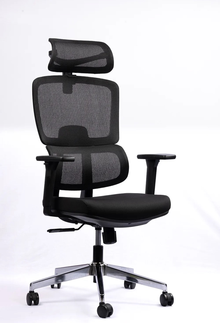 NX PULL H High-Back Mesh Chair - Black Frame, side view