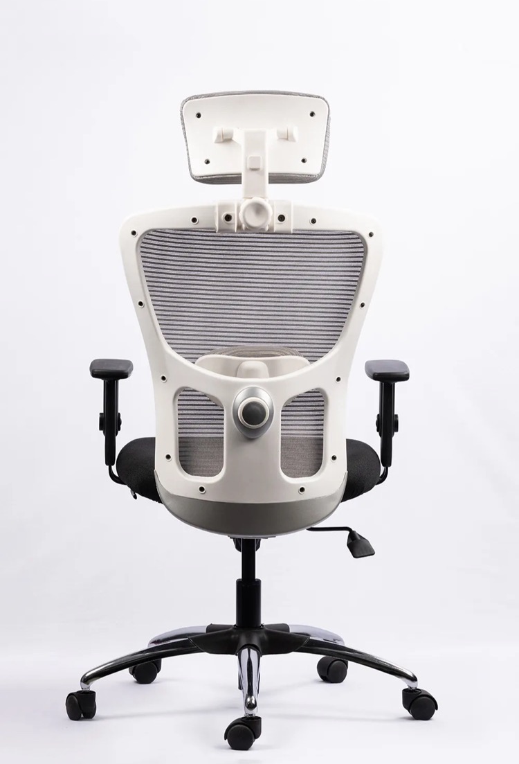 NX J H High-Back Mesh Chair - White Frame, rear view
