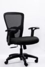 NX J Mesh Chair - Nylon Base with fixed arms, side view