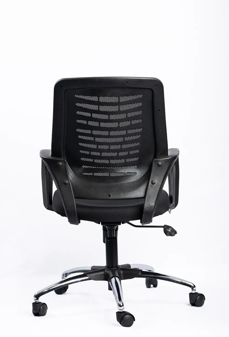NX 805 Black Frame with chrome base, rear view