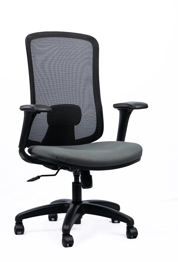 NX ERO mesh chair with black nylon base, three-quarter view