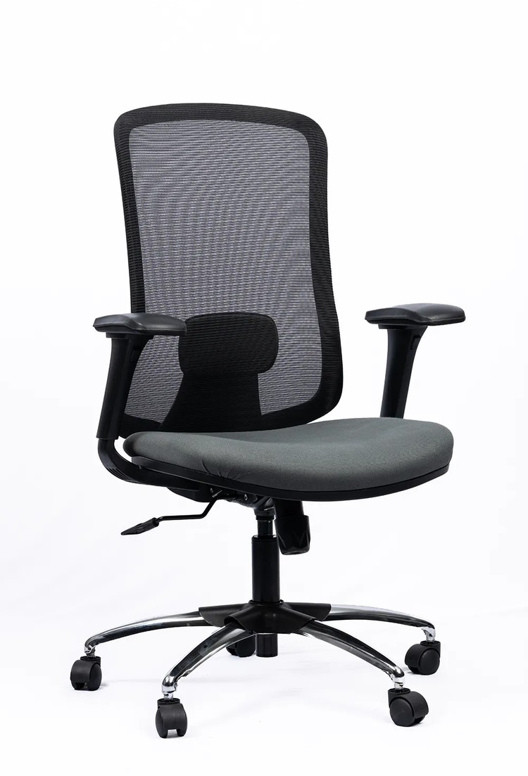 NX ERO mesh chair with chrome base, three-quarter view