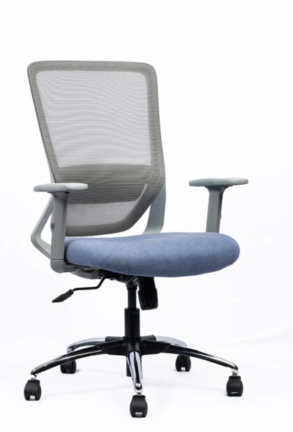 NX HELI Grey Frame with chrome base, three-quarter view