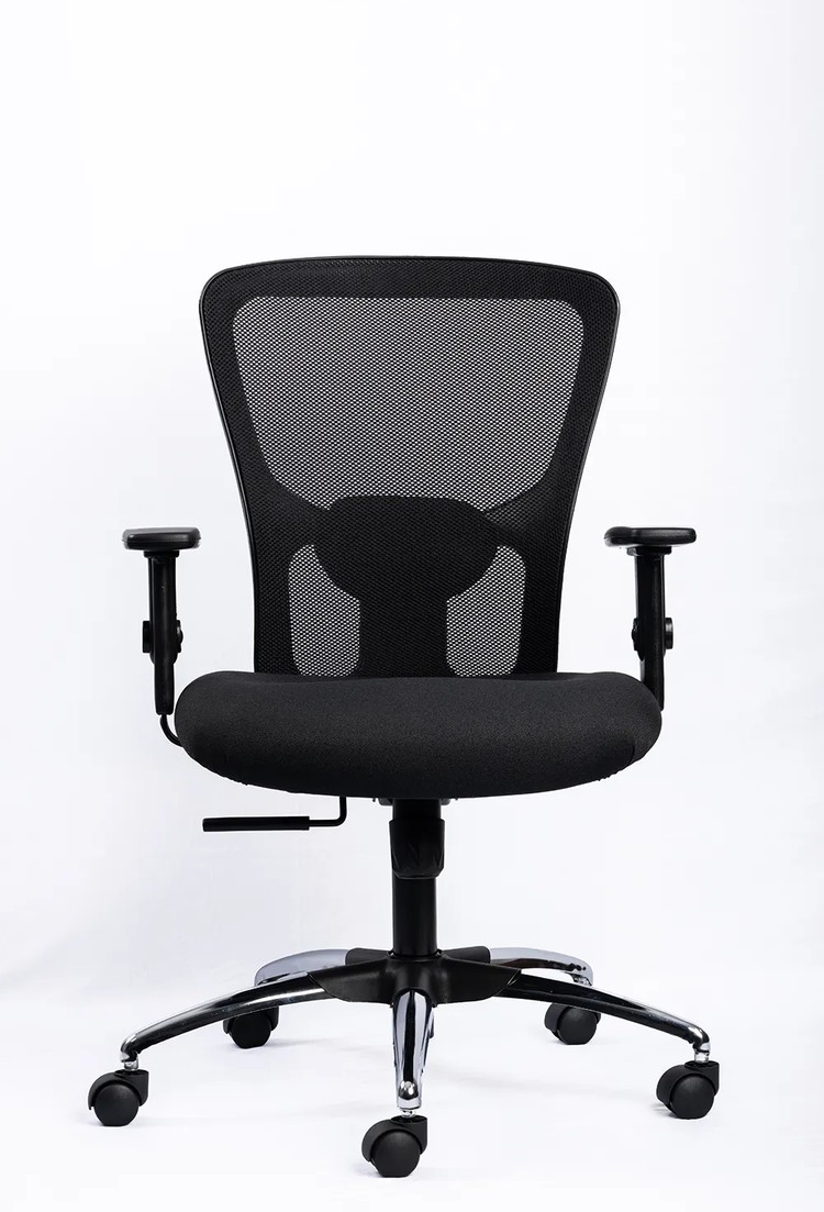 NX J Chrome Base, black frame, front view