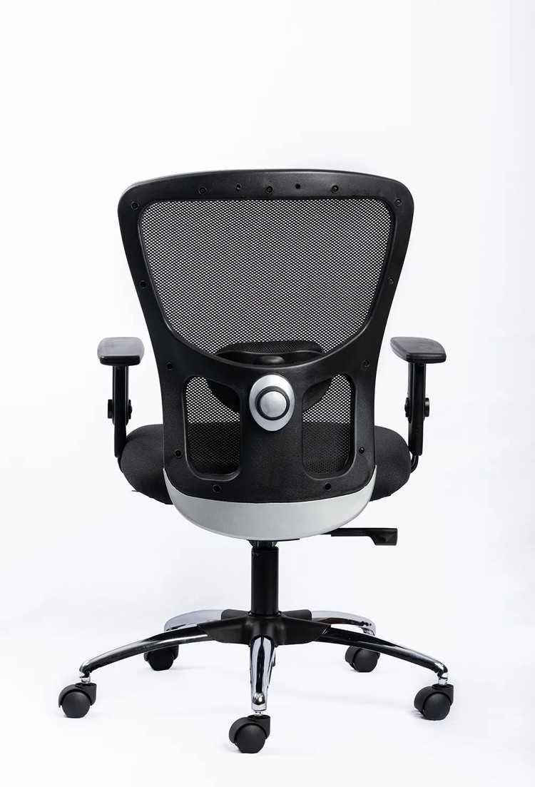 NX J Chrome Base, black frame, rear view