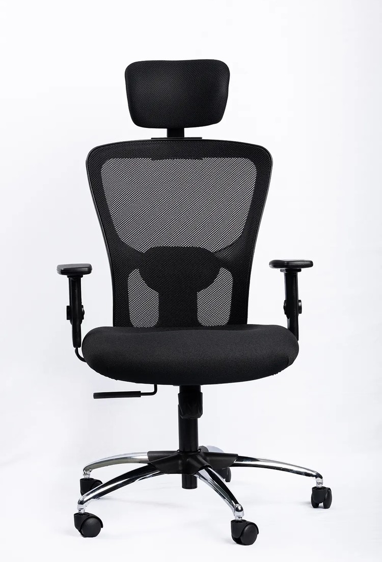 NX J H Black Frame with chrome base, front view