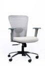 NX J White Frame Chrome Base, three-quarter view