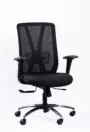 NX METE mesh chair with chrome base, three-quarter view