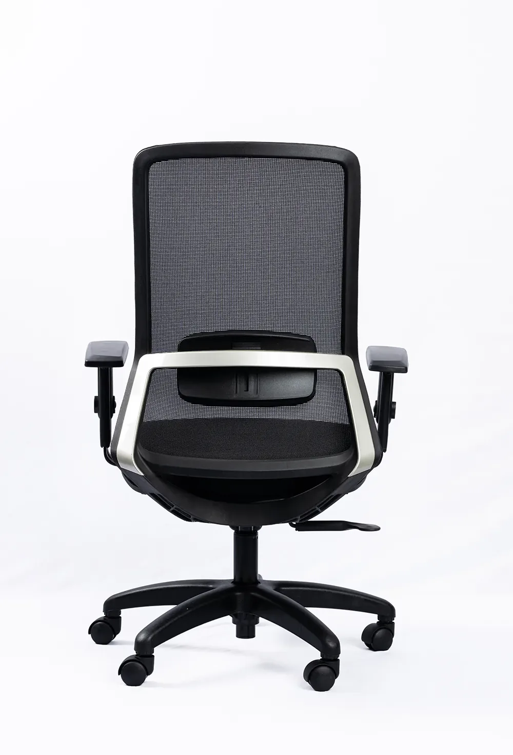NX NOVE mesh chair with black nylon base, rear view