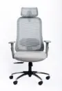NX OYE H grey high-back mesh chair with chrome base, front view