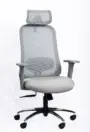 NX OYE H grey high-back mesh chair with chrome base, three-quarter view
