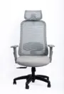 NX OYE H grey high-back mesh chair with black nylon base, front view