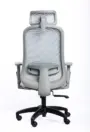 NX OYE H grey high-back mesh chair with black nylon base, rear view