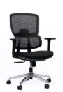 NX PUL mesh chair, black frame chrome base, front view