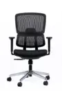 NX PUL mesh chair, black frame chrome base, three-quarter view