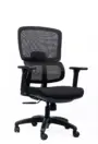 NX PUL mesh chair, black frame nylon base, three-quarter view