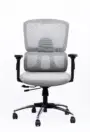 NX PUL mesh chair, grey frame chrome base, front view