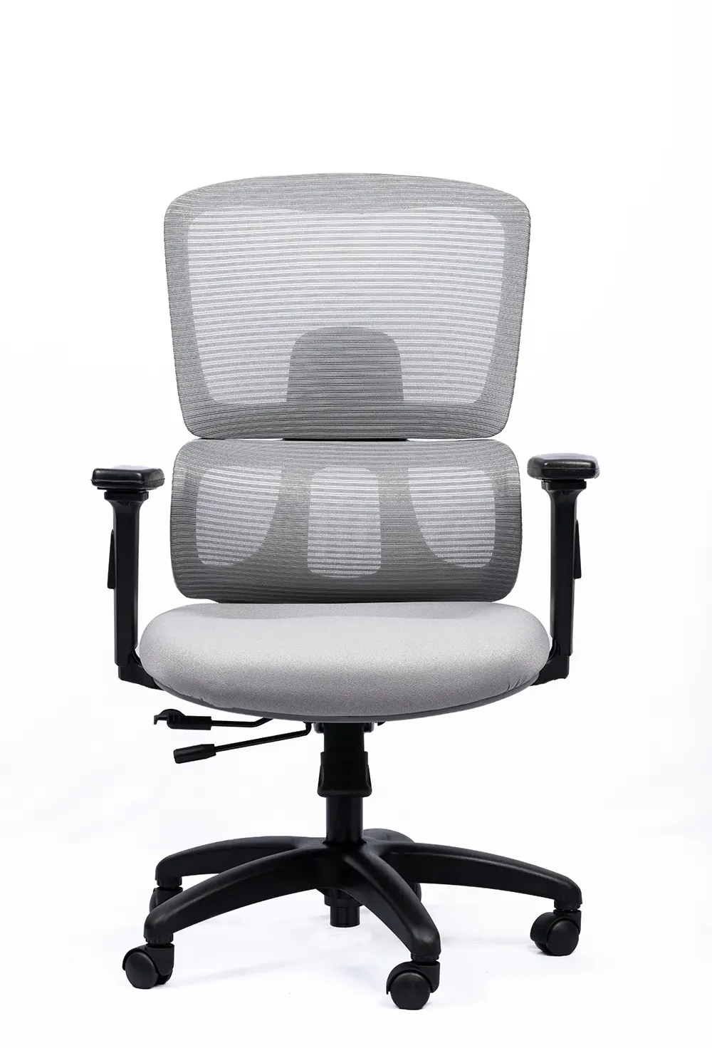 NX PUL mesh chair, grey frame nylon base, front view