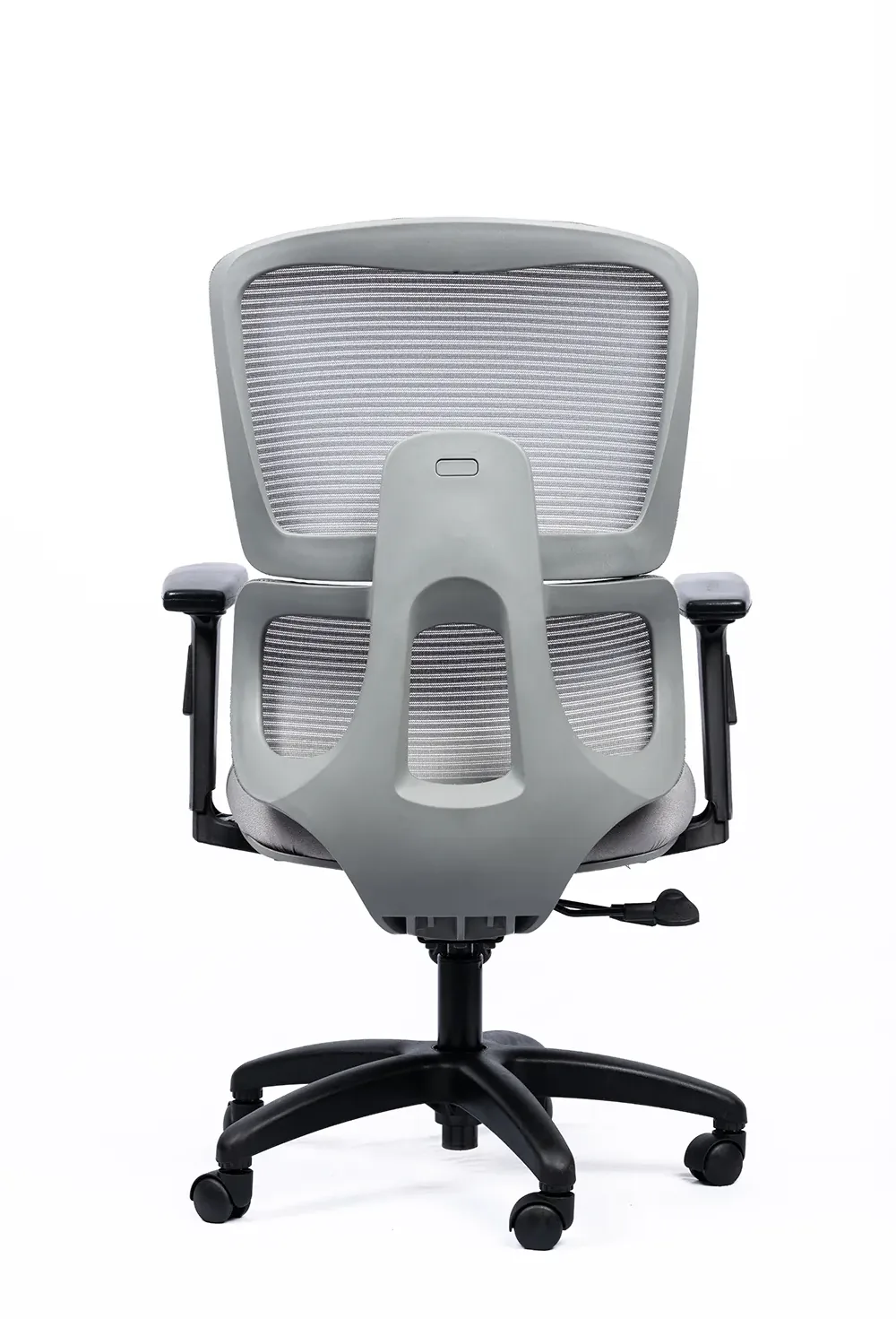 NX PUL mesh chair, grey frame nylon base, rear view