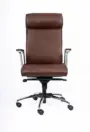 NX VER brown leatherette executive chair with chrome loop arms, front view