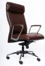 NX VER brown leatherette executive chair with chrome loop arms, three-quarter view