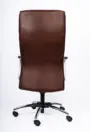 NX VER brown leatherette executive chair with chrome loop arms, rear view